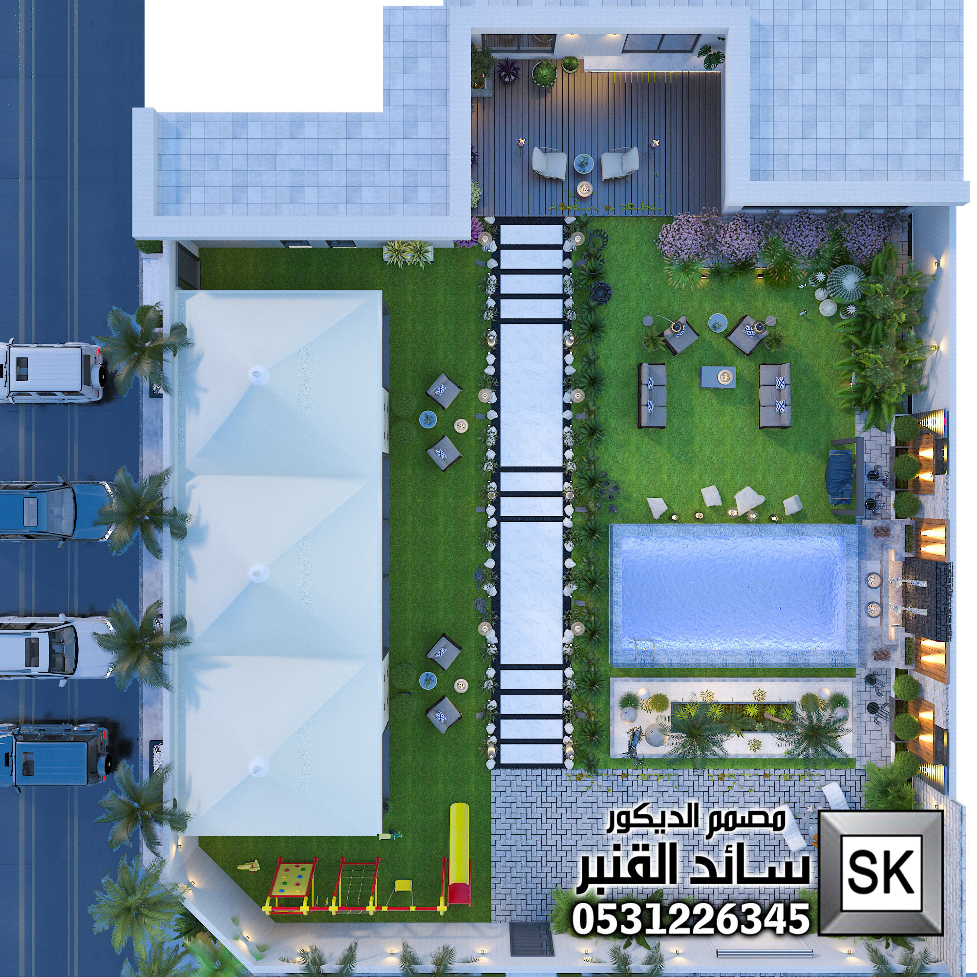 تصميم لاندسكيب و خيمة فخمة في الرياض 0531226345